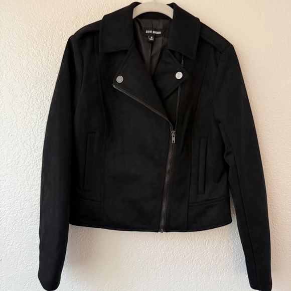 Steve Madden Women’s Black Faux Suede Moto Jacket Size Small NWOT - Picture 2 of 8